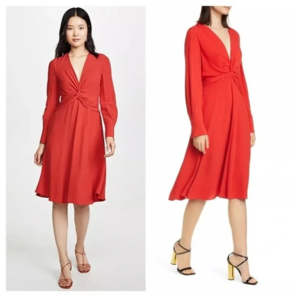 NWT EQUIPMENT Faun Twist Knot Red Aura Dress Size 6 - Picture 2 of 13